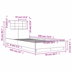 vidaXL Bed Frame with Headboard and LED Lights Black 75x190 cm Small Single