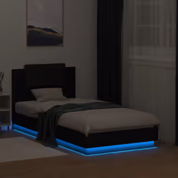 vidaXL Bed Frame with Headboard and LED Lights Black 75x190 cm Small Single - Additional view 4