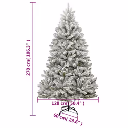 vidaXL Artificial Hinged Christmas Tree Artificial Tree LEDs and Ball Set - green and white, 270 cm/ with LEDs & white balls - Additional view 3