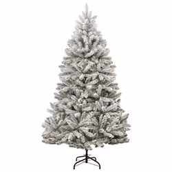 vidaXL Artificial Hinged Christmas Tree Artificial Tree LEDs and Ball Set - green and white, 270 cm/ with LEDs & white balls - Additional view 4