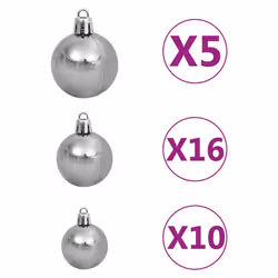 vidaXL Artificial Hinged Christmas Tree Artificial Tree LEDs and Ball Set - green and white, 270 cm/ with LEDs & white balls - Additional view 9