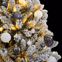 vidaXL Artificial Hinged Christmas Tree Artificial Tree LEDs and Ball Set - green and white, 300 cm/ with LEDs & white balls - Additional view 2
