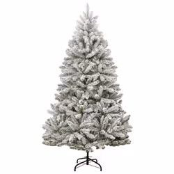 vidaXL Artificial Hinged Christmas Tree Artificial Tree LEDs and Ball Set - green and white, 300 cm/ with LEDs & white balls - Additional view 4