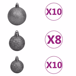 vidaXL Artificial Hinged Christmas Tree Artificial Tree LEDs and Ball Set - green and white, 300 cm/ with LEDs & white balls - Additional view 8