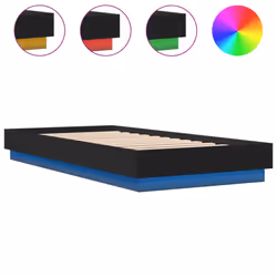 vidaXL Bed Frame Bedroom Bed Base Bedstead with LED Lights Black 100x200 cm