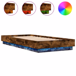 vidaXL Bed Frame Home Bed Base Bedstead with LED Lights Smoked Oak 100x200 cm