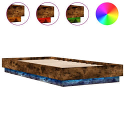 vidaXL Bed Frame Home Bed Base Bedstead with LED Lights Smoked Oak 100x200 cm