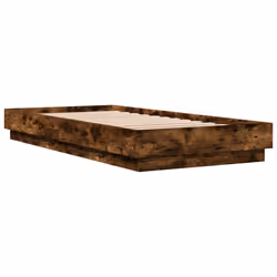vidaXL Bed Frame Home Bed Base Bedstead with LED Lights Smoked Oak 100x200 cm