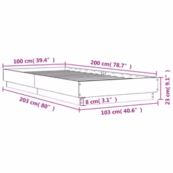 vidaXL Bed Frame Home Bed Base Bedstead with LED Lights Smoked Oak 100x200 cm