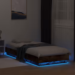 vidaXL Bed Frame Home Bed Base Bedstead with LED Lights Smoked Oak 90x200 cm - Additional view 4
