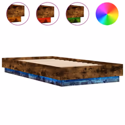 vidaXL Bed Frame with LED Lights Home Bed Base Smoked Oak 90x190 cm Single