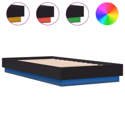 vidaXL Bed Frame with LED Lights Home Bed Base Black 75x190 cm Small Single
