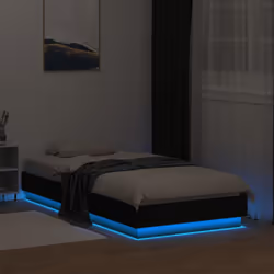 vidaXL Bed Frame with LED Lights Home Bed Base Black 75x190 cm Small Single - Additional view 4