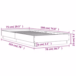 vidaXL Bed Frame with LED Lights Bed Base Smoked Oak 75x190 cm Small Single
