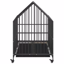vidaXL Dog Cage with Wheels Dog Kennel Pet Dog Crate Black Galvanised Steel - Additional view 5