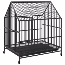vidaXL Dog Cage with Wheels Dog Kennel Pet Dog Crate Black Galvanised Steel - Additional view 6
