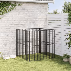 vidaXL Dog Playpen 4 Panel Dog Kennel Pet Dog Crate Black Galvanised Steel