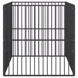 vidaXL Dog Playpen 4 Panel Dog Kennel Pet Dog Crate Black Galvanised Steel - Additional view 4