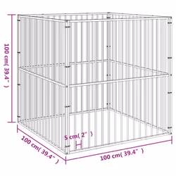 vidaXL Dog Playpen 4 Panel Dog Kennel Pet Dog Crate Black Galvanised Steel - Additional view 7