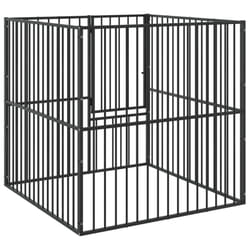 vidaXL Dog Playpen 4 Panel Dog Kennel Pet Dog Crate Black Galvanised Steel