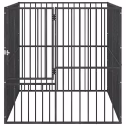 vidaXL Dog Playpen 4 Panel Dog Kennel Pet Dog Crate Black Galvanised Steel - Additional view 4