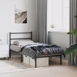 vidaXL Metal Bed Frame with Headboard Mattress Foundation Black 90x200 cm - Additional view 2