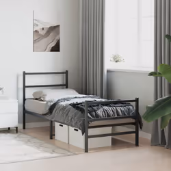 vidaXL Metal Bed Frame with Headboard and Footboard Bed BaseÂ Black 80x200 cm - Additional view 2
