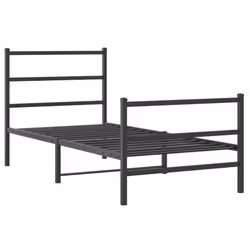 vidaXL Metal Bed Frame with Headboard and FootboardÂ Black 90x190 cm Single