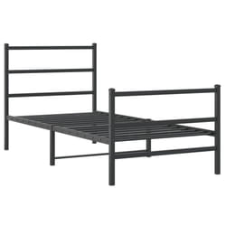 vidaXL Metal Bed Frame with Headboard and FootboardÂ Black 90x190 cm Single