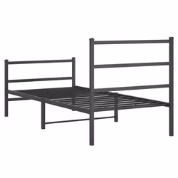 vidaXL Metal Bed Frame with Headboard and Footboard Bed BaseÂ Black 90x200 cm - Additional view 6