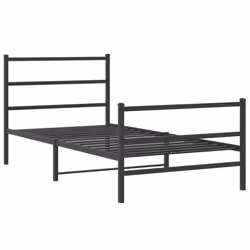 vidaXL Metal Bed Frame with Headboard and Footboard Bed BaseÂ Black 100x190 cm
