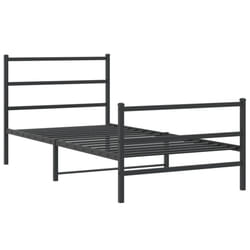 vidaXL Metal Bed Frame with Headboard and Footboard Bed BaseÂ Black 100x190 cm