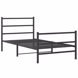 vidaXL Metal Bed Frame with Headboard and Footboard Bed Base Black 107x203 cm