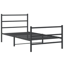 vidaXL Metal Bed Frame with Headboard and Footboard Bed BaseÂ Black 107x203 cm