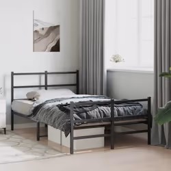 vidaXL Metal Bed Frame with Headboard&FootboardÂ Black 120x190 cm Small Double - Additional view 2