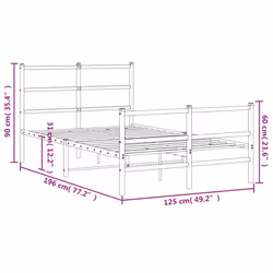 vidaXL Metal Bed Frame with Headboard&FootboardÂ Black 120x190 cm Small Double - Additional view 9