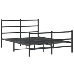 vidaXL Metal Bed Frame with Headboard and FootboardÂ Black 135x190 cm Double