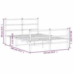 vidaXL Metal Bed Frame with Headboard and FootboardÂ Black 135x190 cm Double