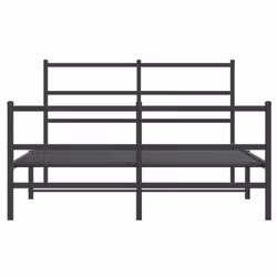 vidaXL Metal Bed Frame with Headboard and Footboard Bed BaseÂ Black 140x190 cm - Additional view 4