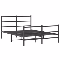 vidaXL Metal Bed Frame with Headboard and Footboard Bed BaseÂ Black 140x200 cm