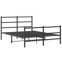 vidaXL Metal Bed Frame with Headboard and Footboard Bed BaseÂ Black 140x200 cm