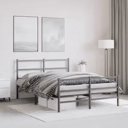 vidaXL Metal Bed Frame with Headboard and Footboard Bed BaseÂ Black 140x200 cm