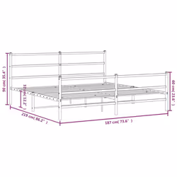 vidaXL Metal Bed Frame with Headboard and Footboard Bed BaseÂ Black 183x213 cm - Additional view 9