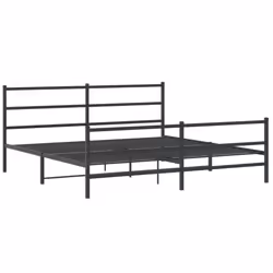 vidaXL Metal Bed Frame with Headboard and Footboard Bed Base Black 193x203 cm