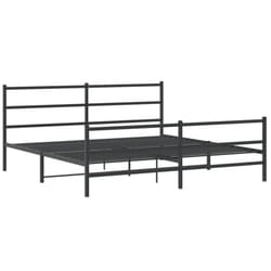 vidaXL Metal Bed Frame with Headboard and Footboard Bed BaseÂ Black 193x203 cm