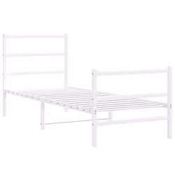 vidaXL Metal Bed Frame with Headboard & Footboard White 75x190 cm Small Single