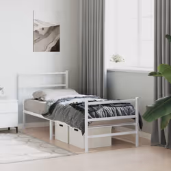 vidaXL Metal Bed Frame with Headboard and Footboard Bed BaseÂ White 80x200 cm - Additional view 2