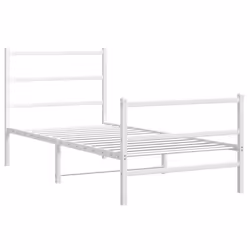 vidaXL Metal Bed Frame with Headboard and Footboard White 90x190 cm Single