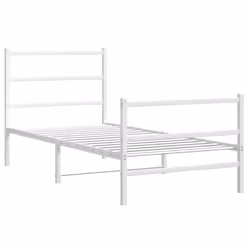 vidaXL Metal Bed Frame with Headboard and Footboard Bed Base White 90x200 cm