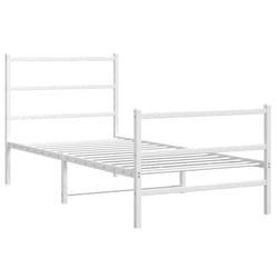 vidaXL Metal Bed Frame with Headboard and Footboard Bed BaseÂ White 90x200 cm